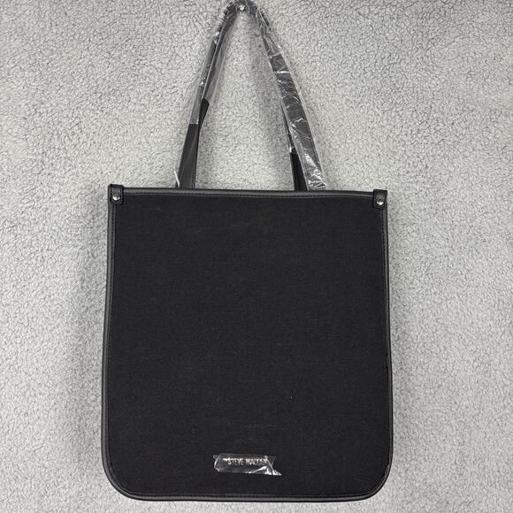 Steve Madden City Canvas Tote with Removable Pouch in Black, Rhinestone NEW - Picture 4 of 16